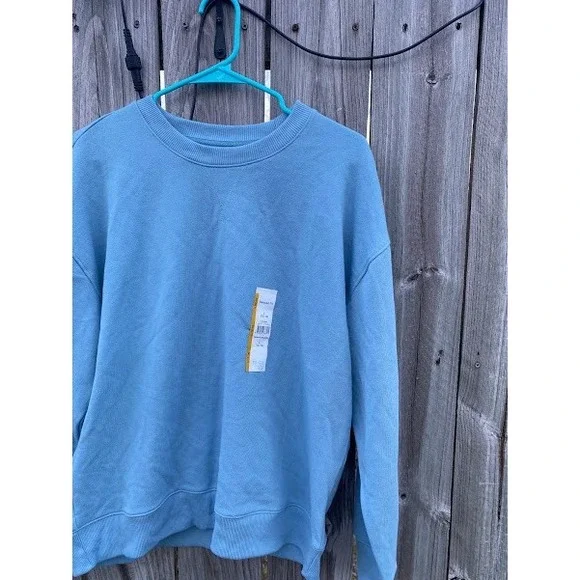 Time and Tru Womens Relaxed Fit Crewneck Sweatshirt Blue Large L 12-14 NEW - Picture 2 of 5